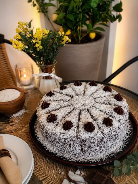 Bolo de prestígio com coco ralado